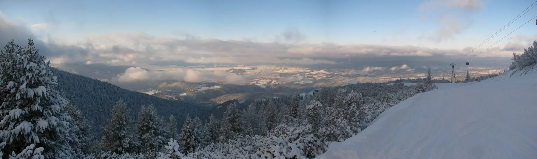 Winter panorama of the Samokov valley from Borovets